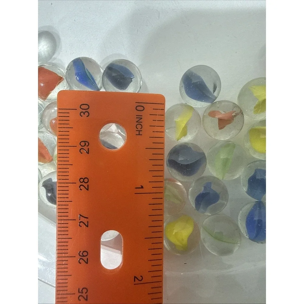 Banana Cats Eye Marble Peewee Mini Marble Mixed LOT of 57 Clear & Multi Colored